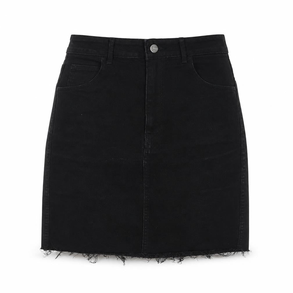 H&M Womens Black Cotton A-Line Skirt Size 8 Zip