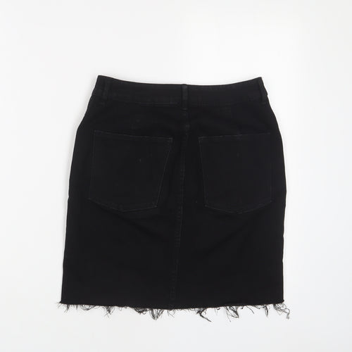 H&M Womens Black Cotton A-Line Skirt Size 8 Zip