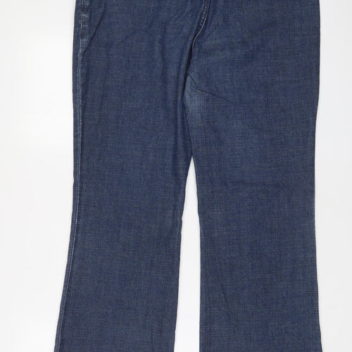 Per Una Womens Blue Cotton Bootcut Jeans Size 14 L29 in Regular Zip