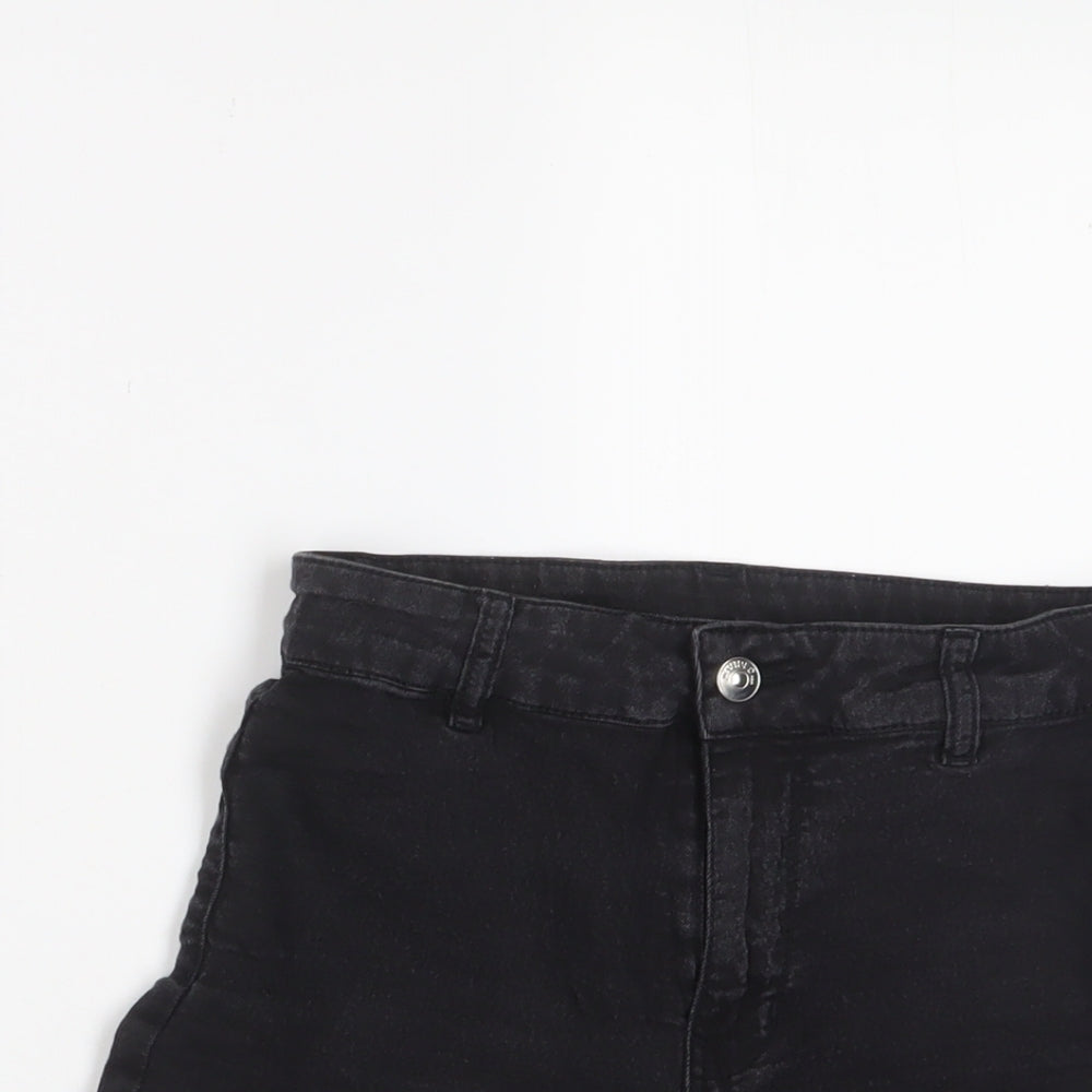 H&M Womens Grey Cotton Basic Shorts Size 10 Regular Zip