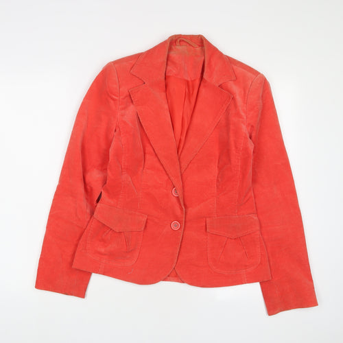 New Look Womens Red Jacket Blazer Size 12 Button