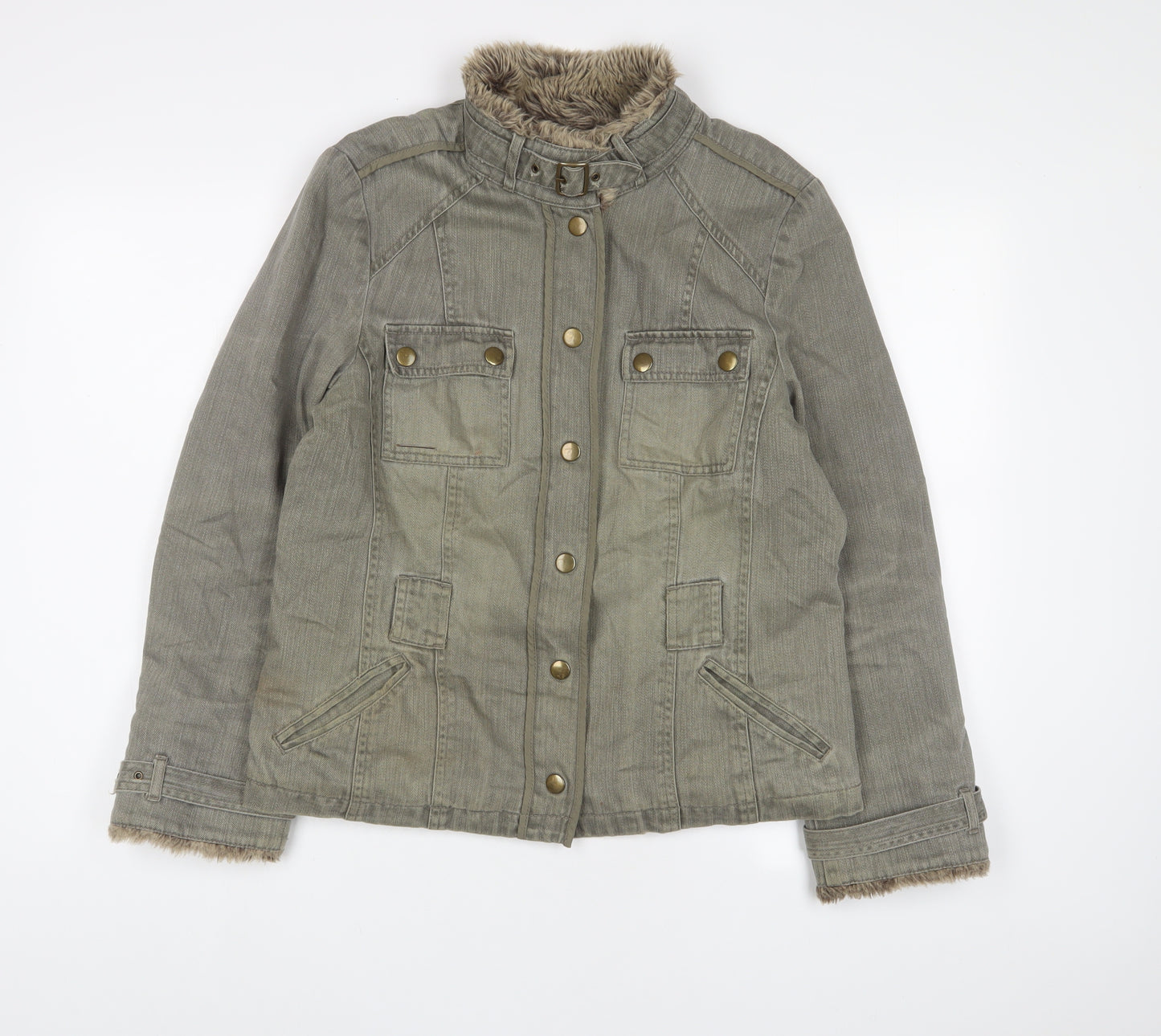 Principles Womens Green Jacket Size 16 Snap