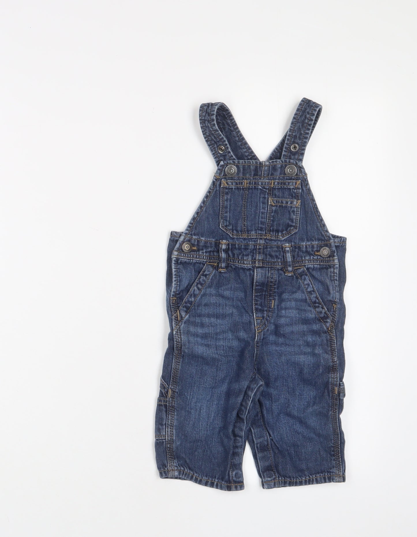 Gap Baby Blue Cotton Dungaree One-Piece Size 6-9 Months Snap - 6-12 Months