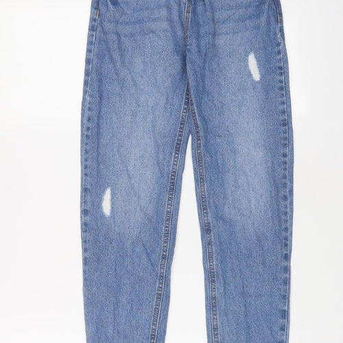 TU Girls Blue Cotton Straight Jeans Size 12 Years L25 in Regular Zip - Distressed