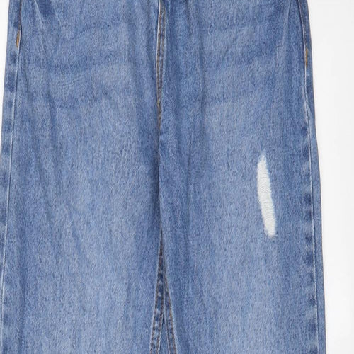 TU Girls Blue Cotton Straight Jeans Size 12 Years L25 in Regular Zip - Distressed