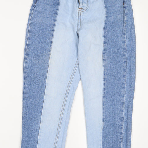 Stradivarius Womens Blue Cotton Straight Jeans Size 4 L24 in Regular Zip