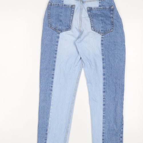 Stradivarius Womens Blue Cotton Straight Jeans Size 4 L24 in Regular Zip