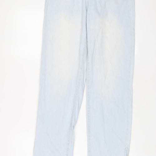 Zara Womens Blue Cotton Wide-Leg Jeans Size 8 L31 in Regular Zip