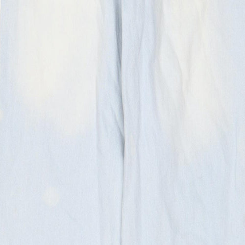 Zara Womens Blue Cotton Wide-Leg Jeans Size 8 L31 in Regular Zip
