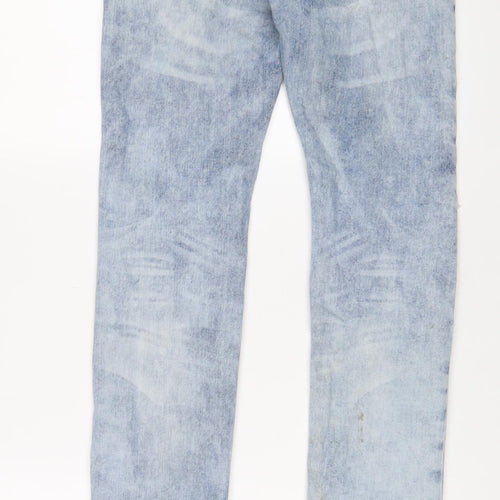 H&M Mens Blue Cotton Straight Jeans Size 30 in L32 in Slim Button