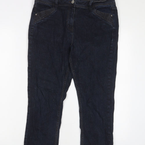 George Womens Blue Cotton Cropped Jeans Size 14 L23 in Regular Zip