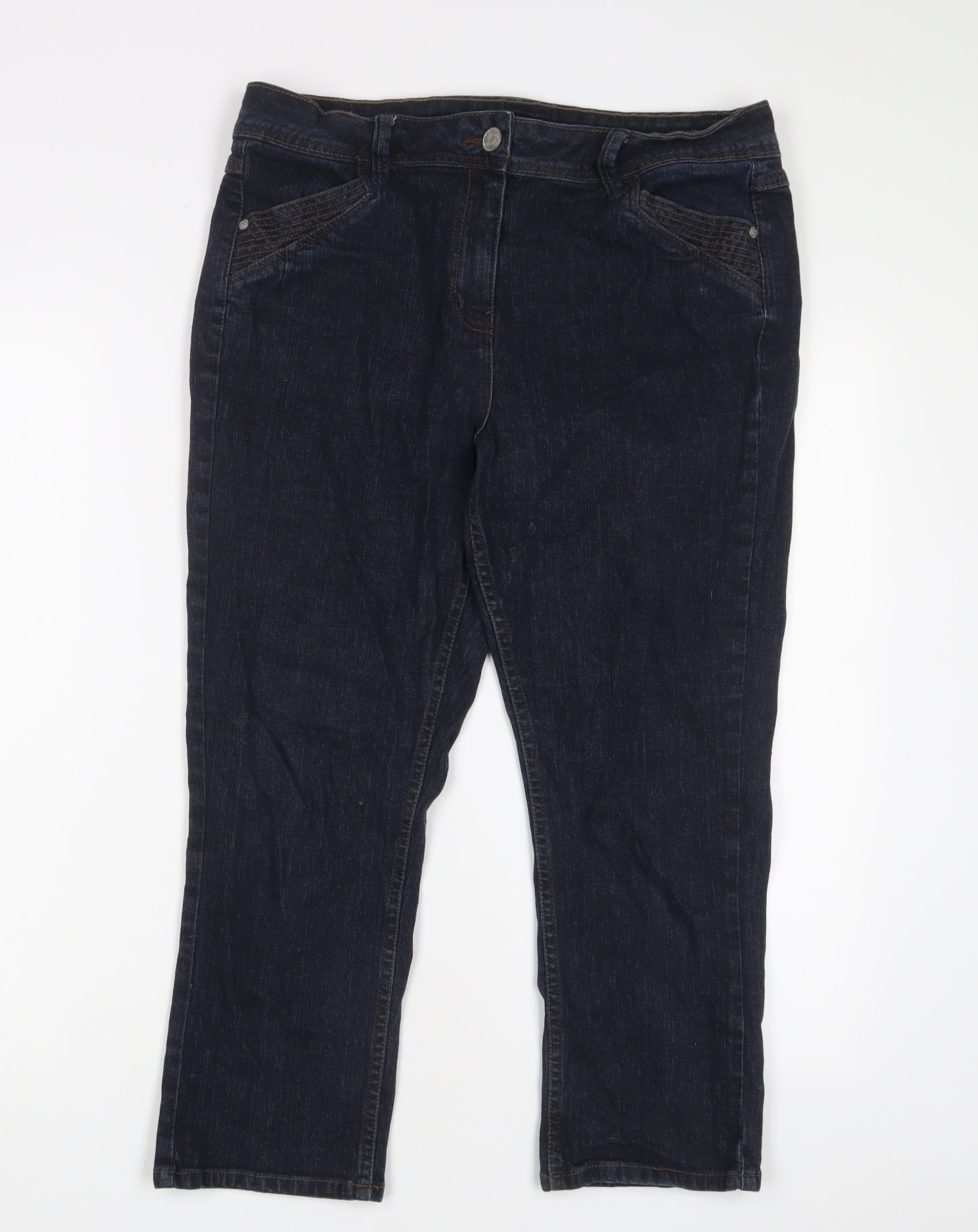 George Womens Blue Cotton Cropped Jeans Size 14 L23 in Regular Zip