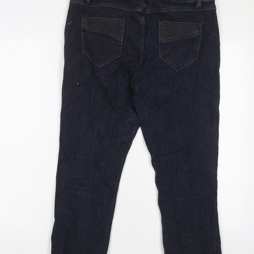 George Womens Blue Cotton Cropped Jeans Size 14 L23 in Regular Zip