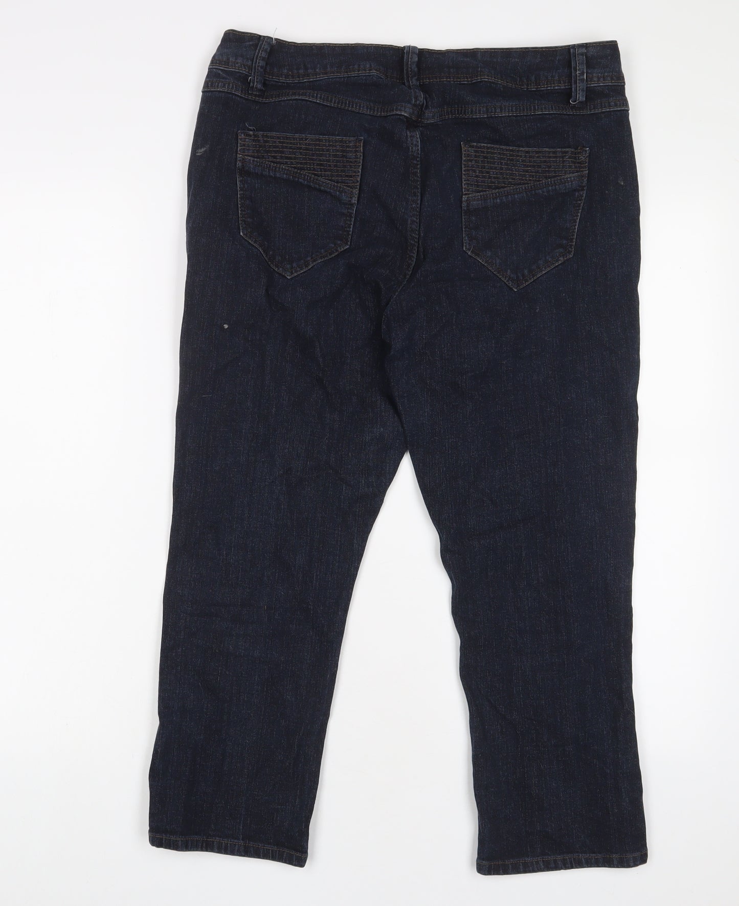 George Womens Blue Cotton Cropped Jeans Size 14 L23 in Regular Zip