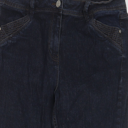 George Womens Blue Cotton Cropped Jeans Size 14 L23 in Regular Zip
