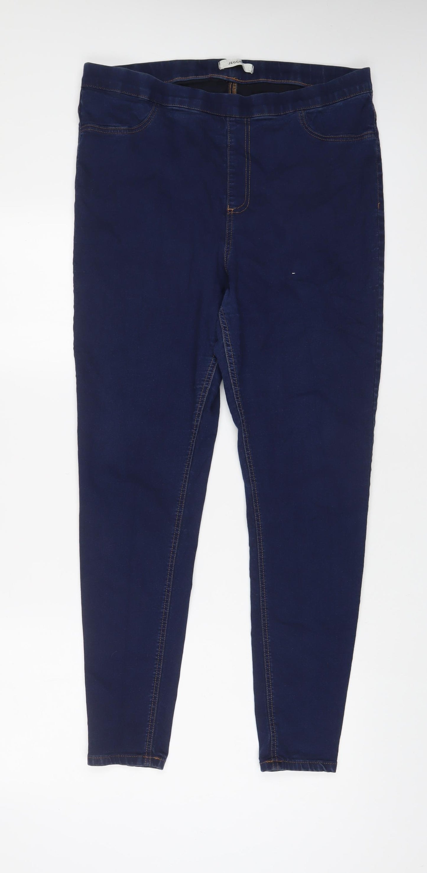 Marks and Spencer Womens Blue Cotton Jegging Jeans Size 18 L30 in Regular Zip