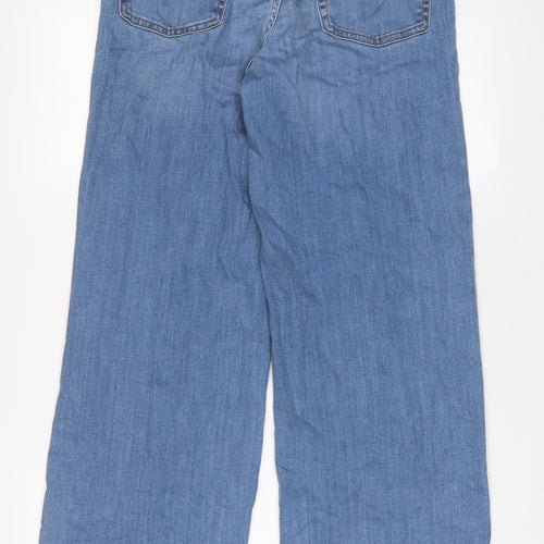 Autograph Womens Blue Cotton Wide-Leg Jeans Size 10 L33 in Regular Zip