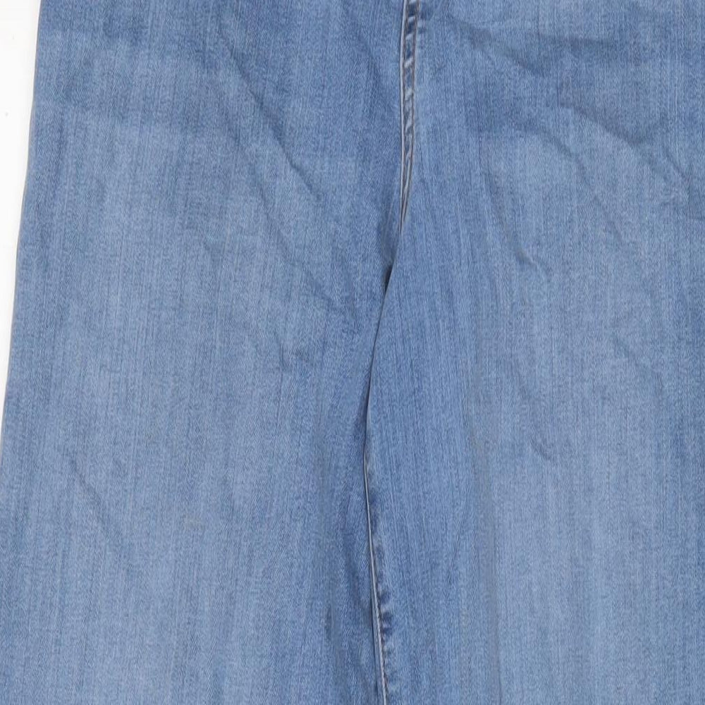 Autograph Womens Blue Cotton Wide-Leg Jeans Size 10 L33 in Regular Zip