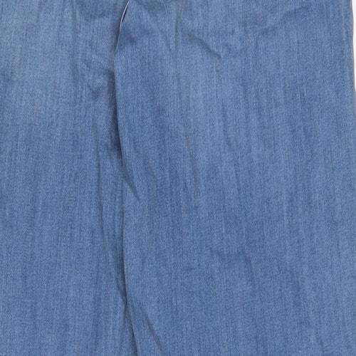 Autograph Womens Blue Cotton Wide-Leg Jeans Size 10 L33 in Regular Zip