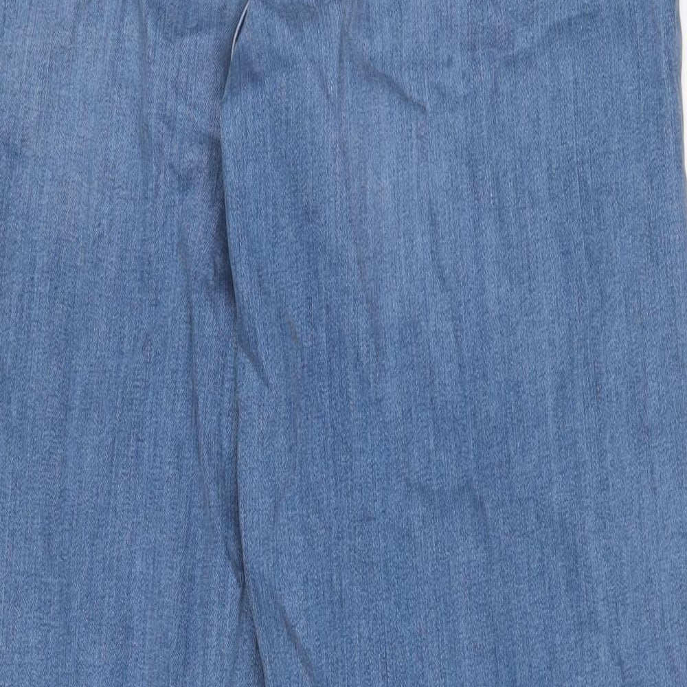Autograph Womens Blue Cotton Wide-Leg Jeans Size 10 L33 in Regular Zip