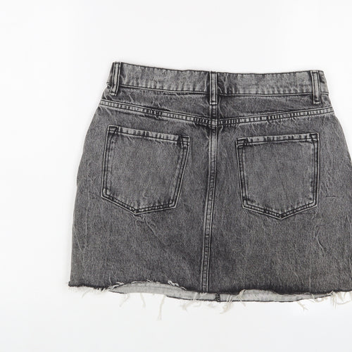 AllSaints Womens Grey Cotton A-Line Skirt Size 10 Zip
