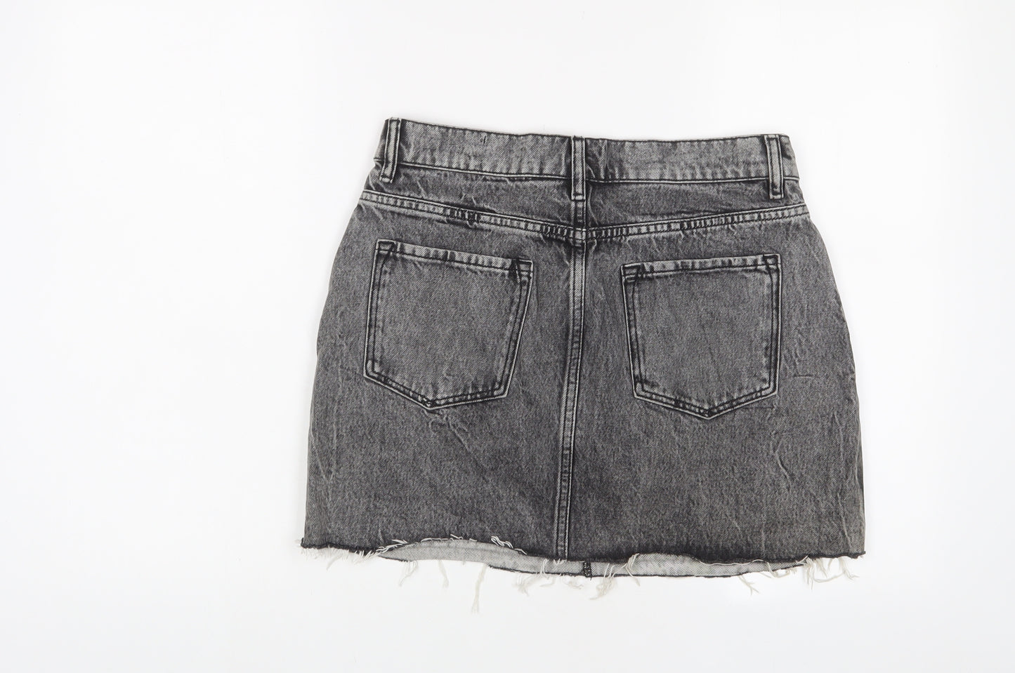 AllSaints Womens Grey Cotton A-Line Skirt Size 10 Zip