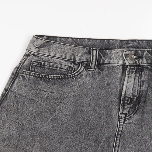 AllSaints Womens Grey Cotton A-Line Skirt Size 10 Zip