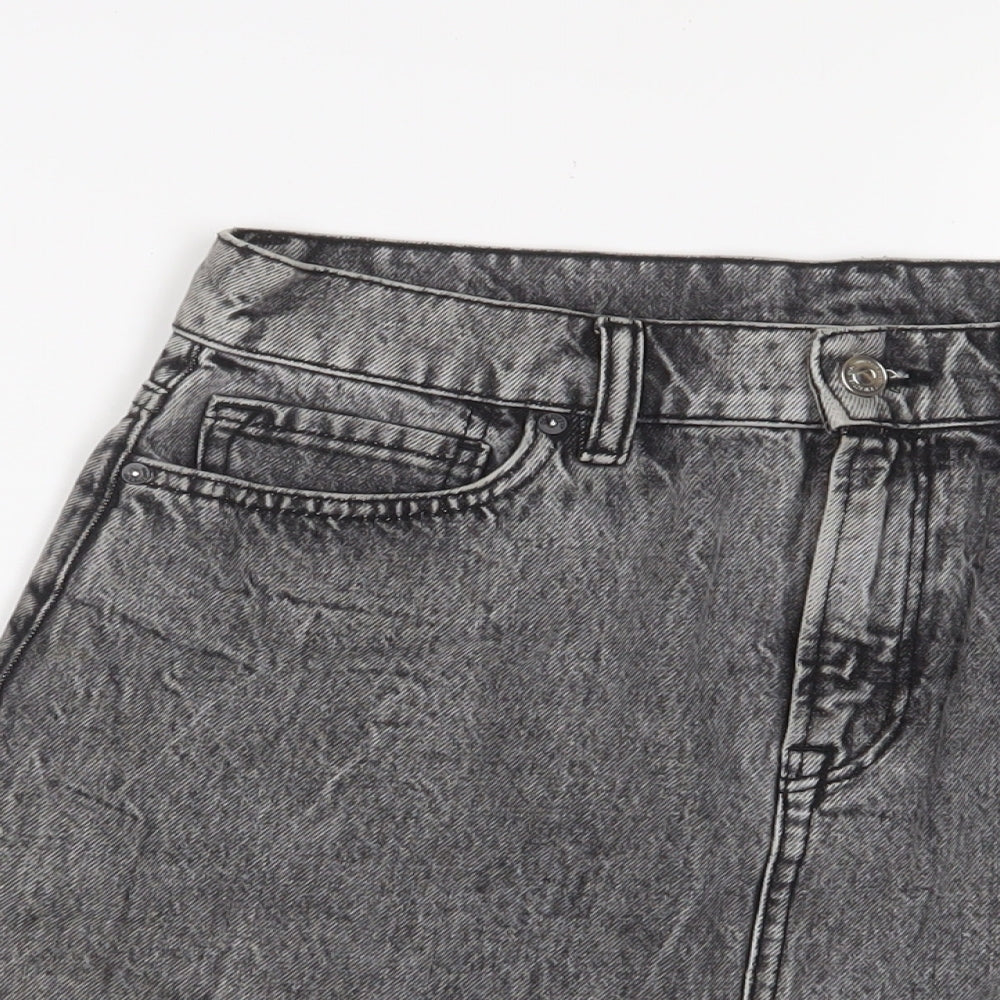 AllSaints Womens Grey Cotton A-Line Skirt Size 10 Zip