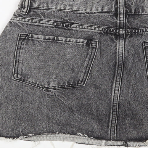 AllSaints Womens Grey Cotton A-Line Skirt Size 10 Zip