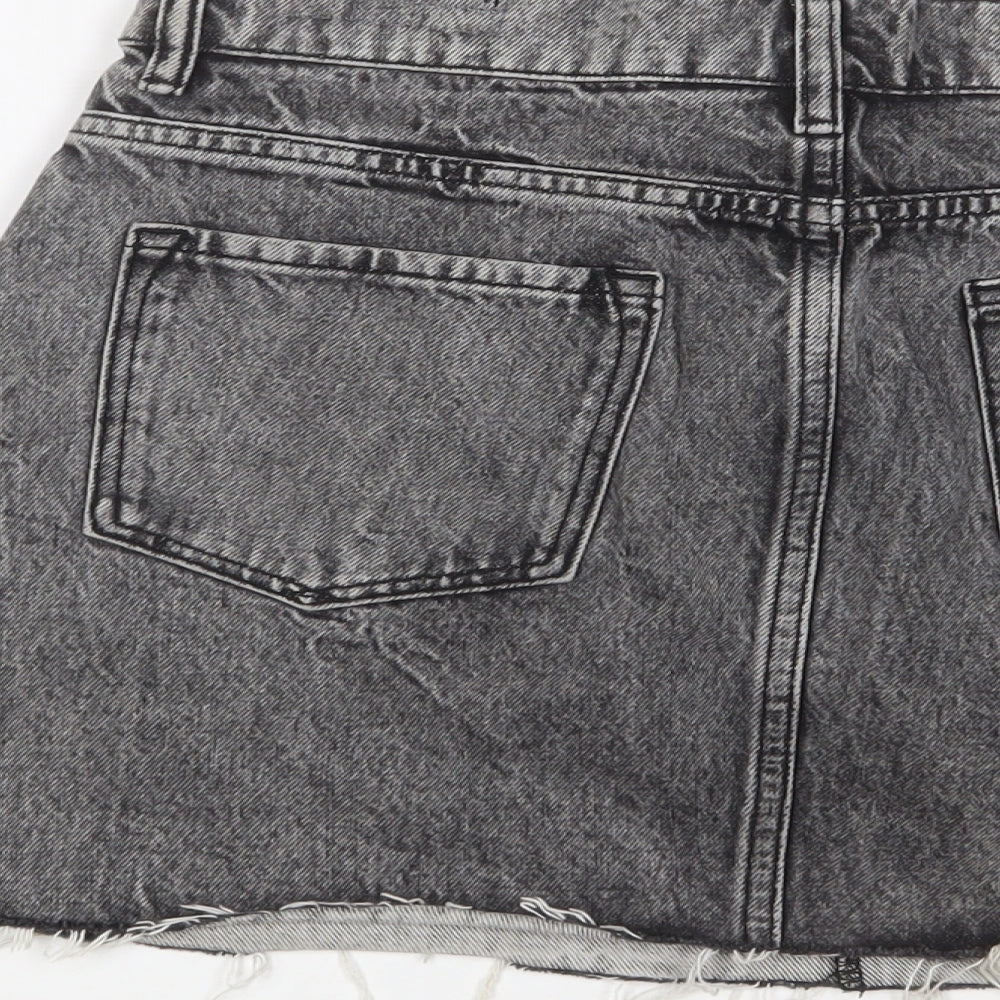 AllSaints Womens Grey Cotton A-Line Skirt Size 10 Zip