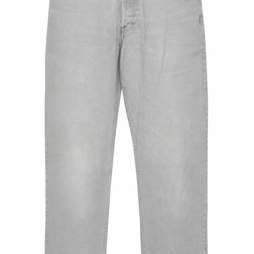 Republic Mens Grey Cotton Straight Jeans Size 32 in L31 in Regular Button