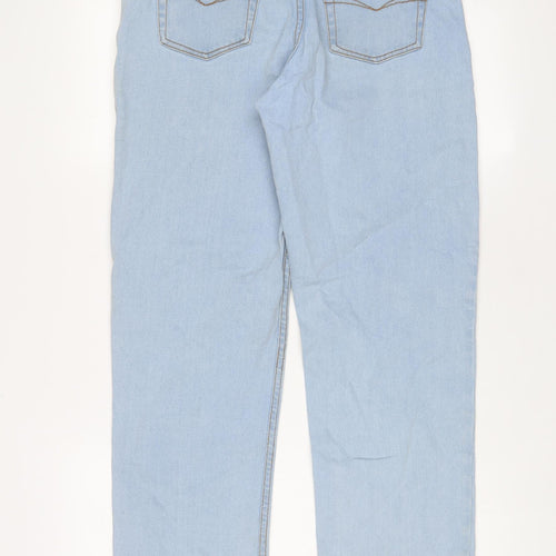 Cotton Traders Mens Blue Cotton Straight Jeans Size 32 in L30 in Regular Zip