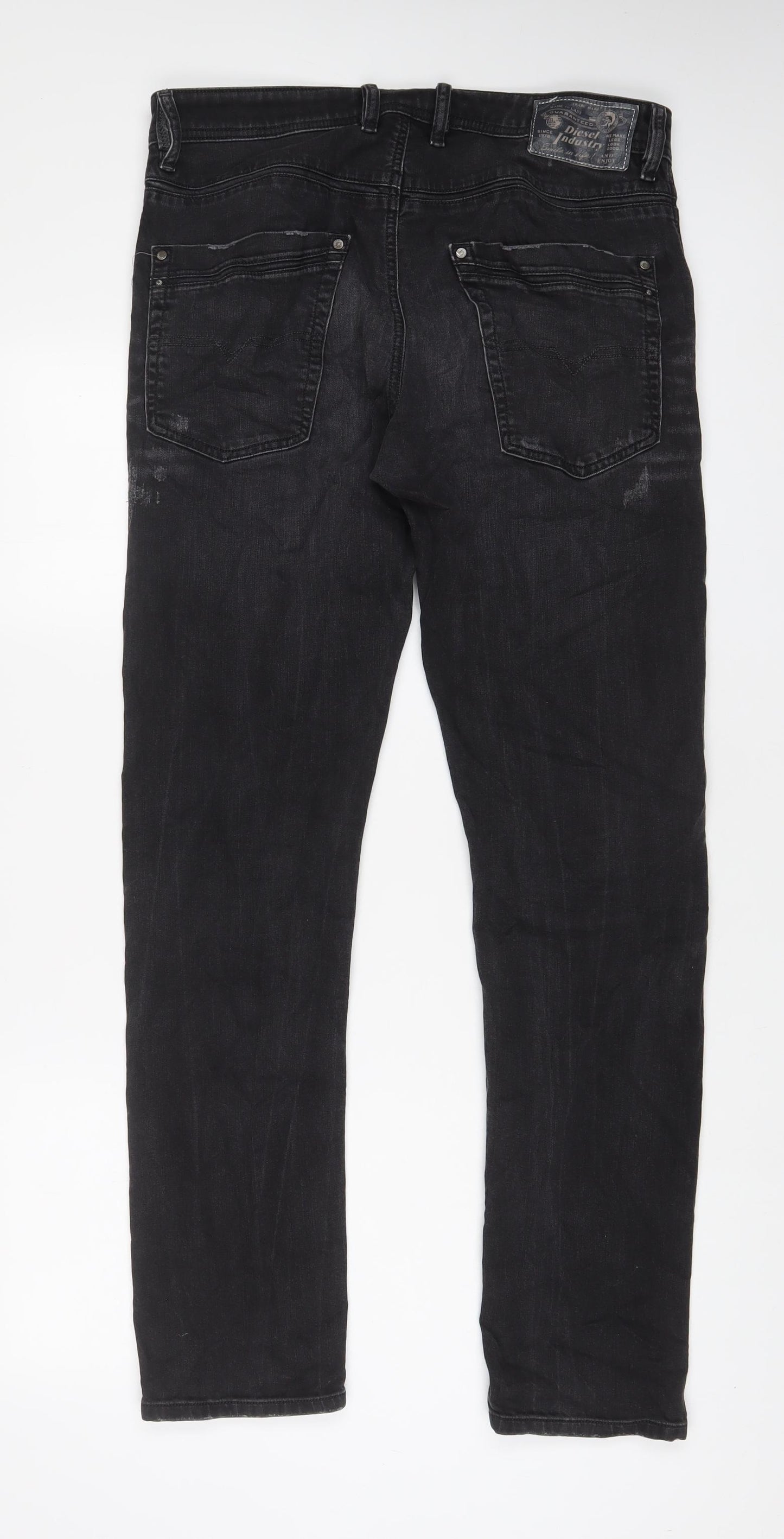 Diesel Mens Black Cotton Straight Jeans Size 32 in L32 in Regular Zip