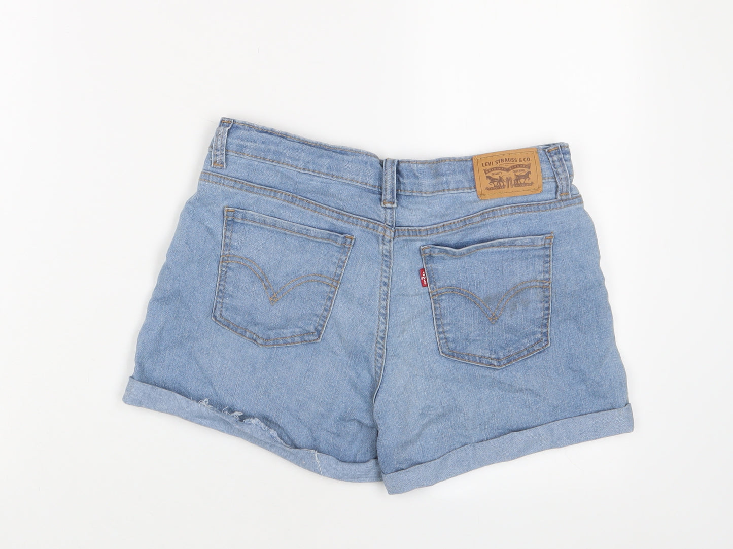 Levi's Girls Blue Cotton Bermuda Shorts Size 14 Years L3 in Regular Zip