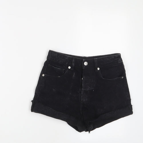 H&M Womens Black Cotton Basic Shorts Size 4 Regular Zip