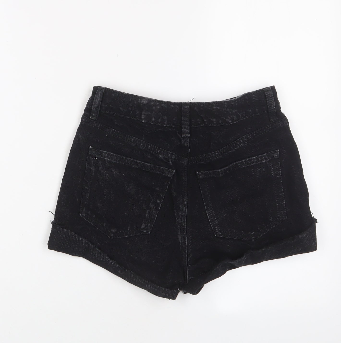 H&M Womens Black Cotton Basic Shorts Size 4 Regular Zip