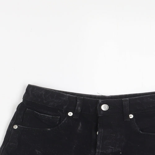 H&M Womens Black Cotton Basic Shorts Size 4 Regular Zip