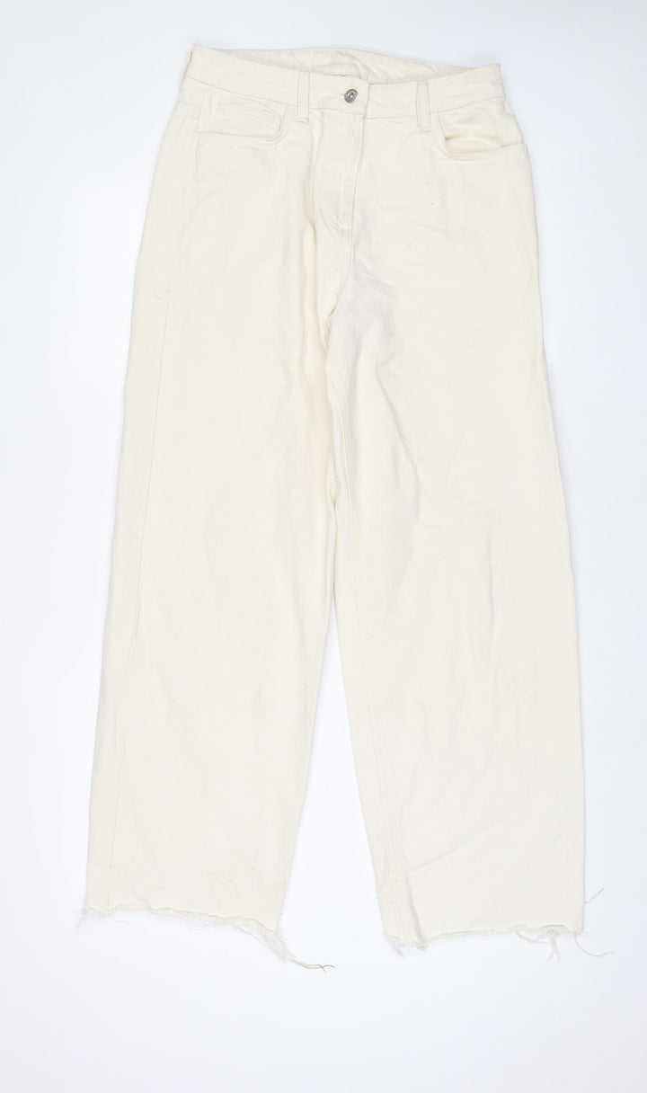 COLLUSION Womens Beige Cotton Wide-Leg Jeans Size 28 in L32 in Regular Zip