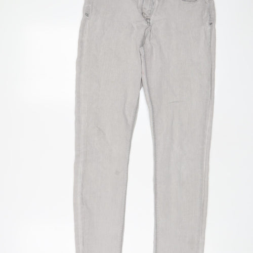 NEXT Womens Grey Cotton Skinny Jeans Size 12 L30 in Regular Zip