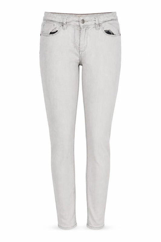 Front view of Next women’s grey cotton skinny jeans, size UK 12, 30-inch leg regular zip