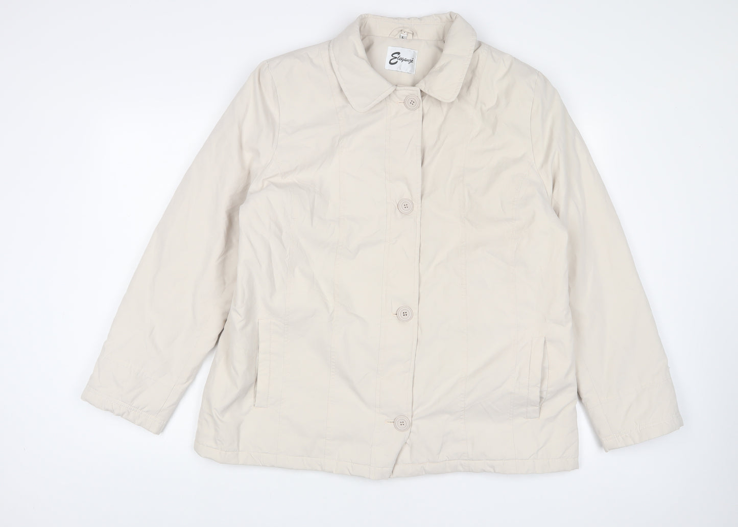 Elegance Womens Beige Jacket Size L Button