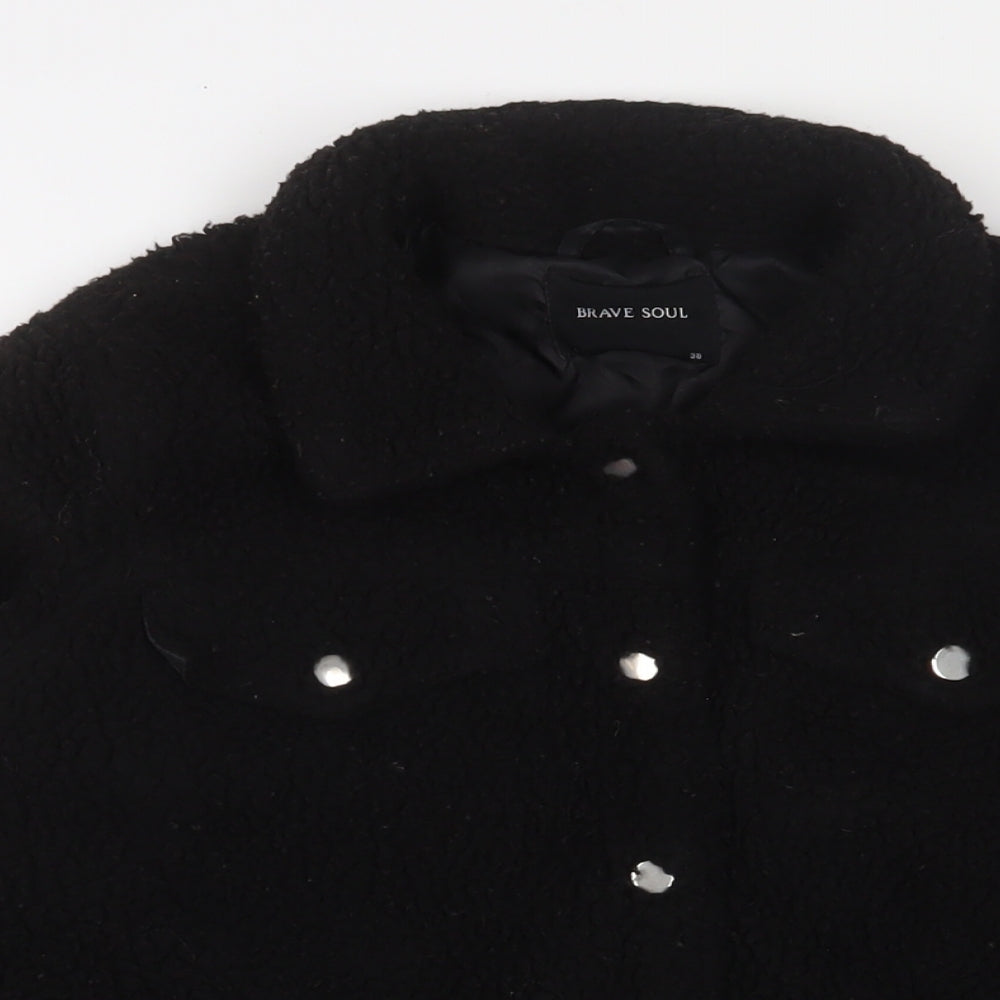 Brave Soul Womens Black Jacket Size 10 Snap