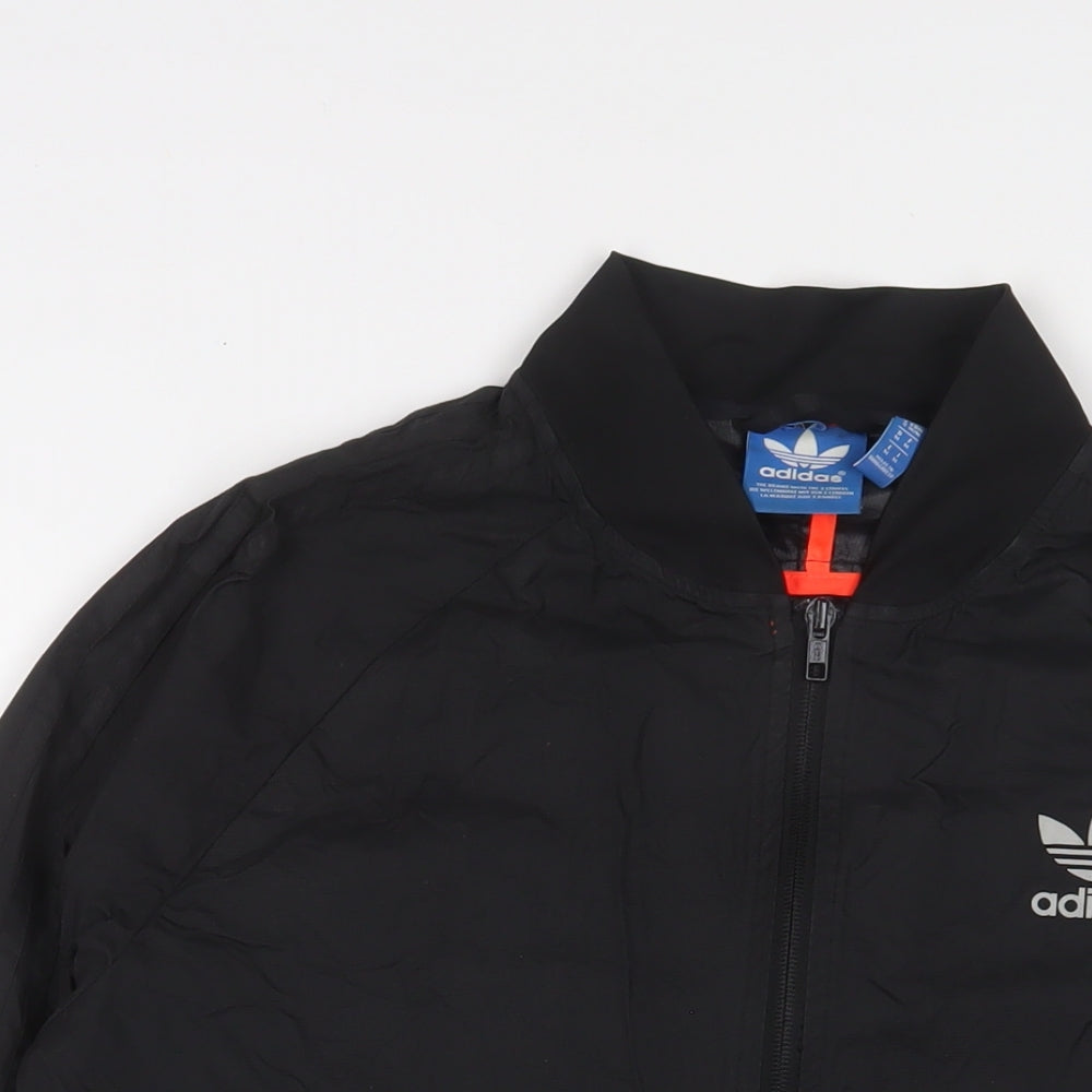 adidas Mens Black Jacket Size M Zip - Logo, Zip pockets