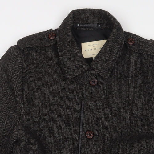 River Island Womens Grey Military Jacket Jacket Size M Button