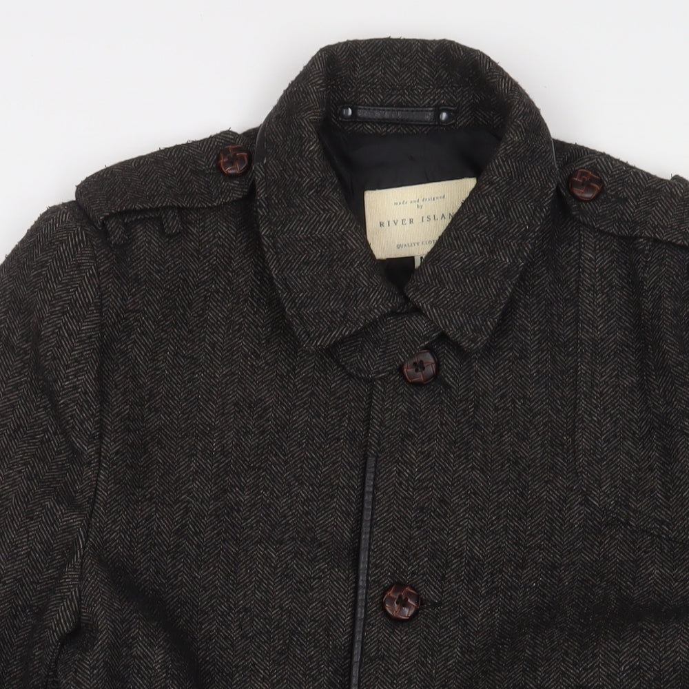 River Island Womens Grey Military Jacket Jacket Size M Button
