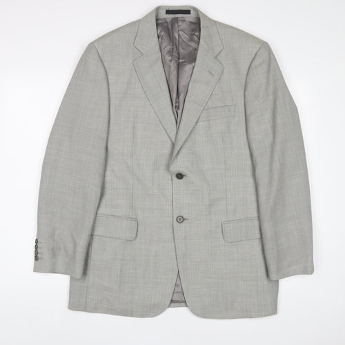 Marks and Spencer Mens Grey Wool Jacket Suit Jacket Size 40 Regular - Inside Pockets