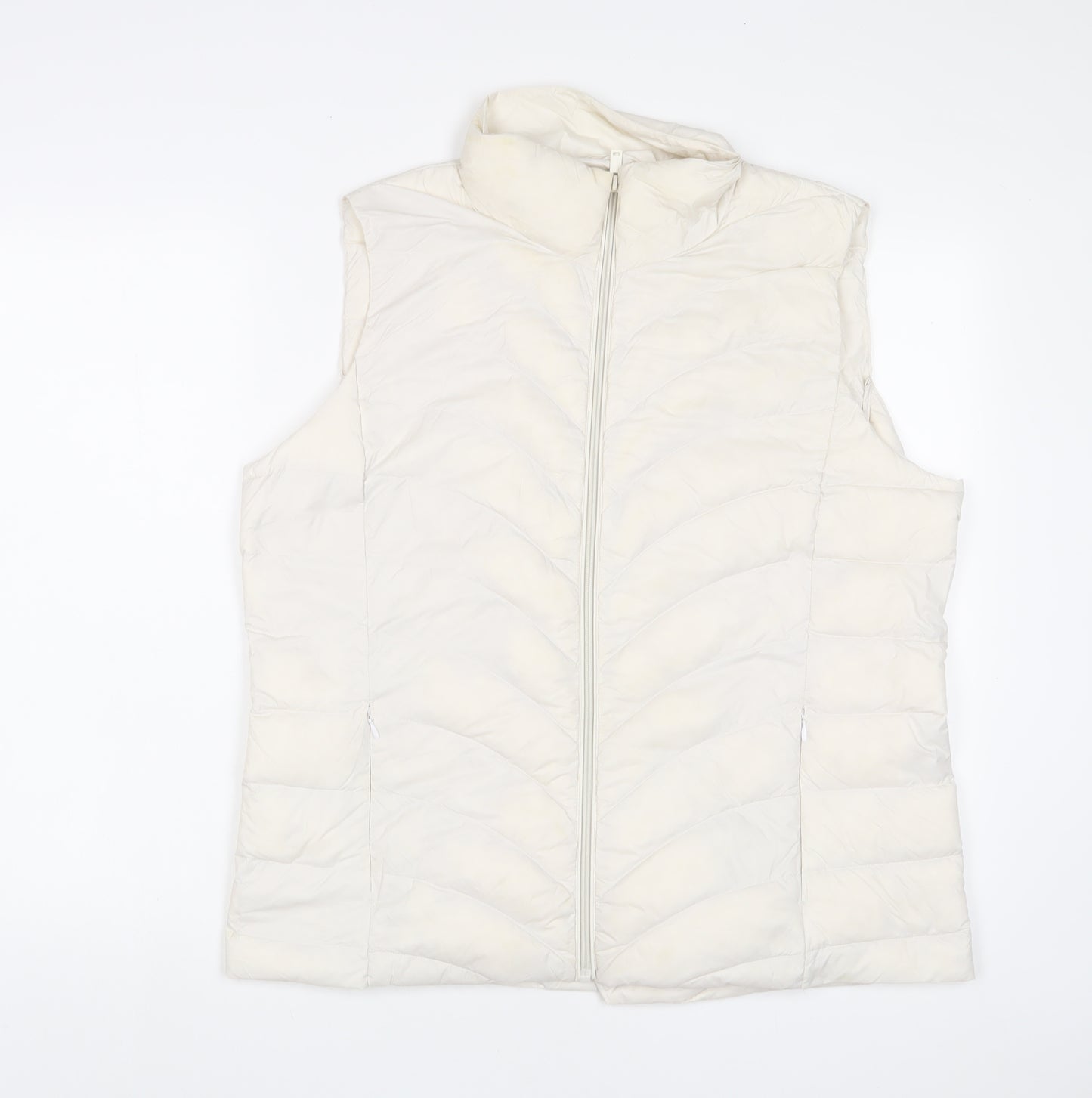 Marks and Spencer Womens White Gilet Jacket Size 16 Zip - Zip Pockets