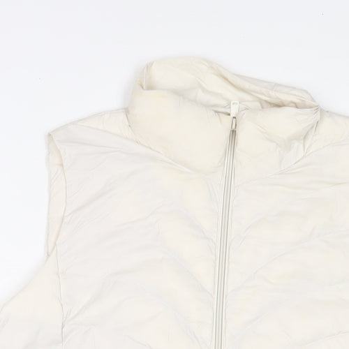 Marks and Spencer Womens White Gilet Jacket Size 16 Zip - Zip Pockets