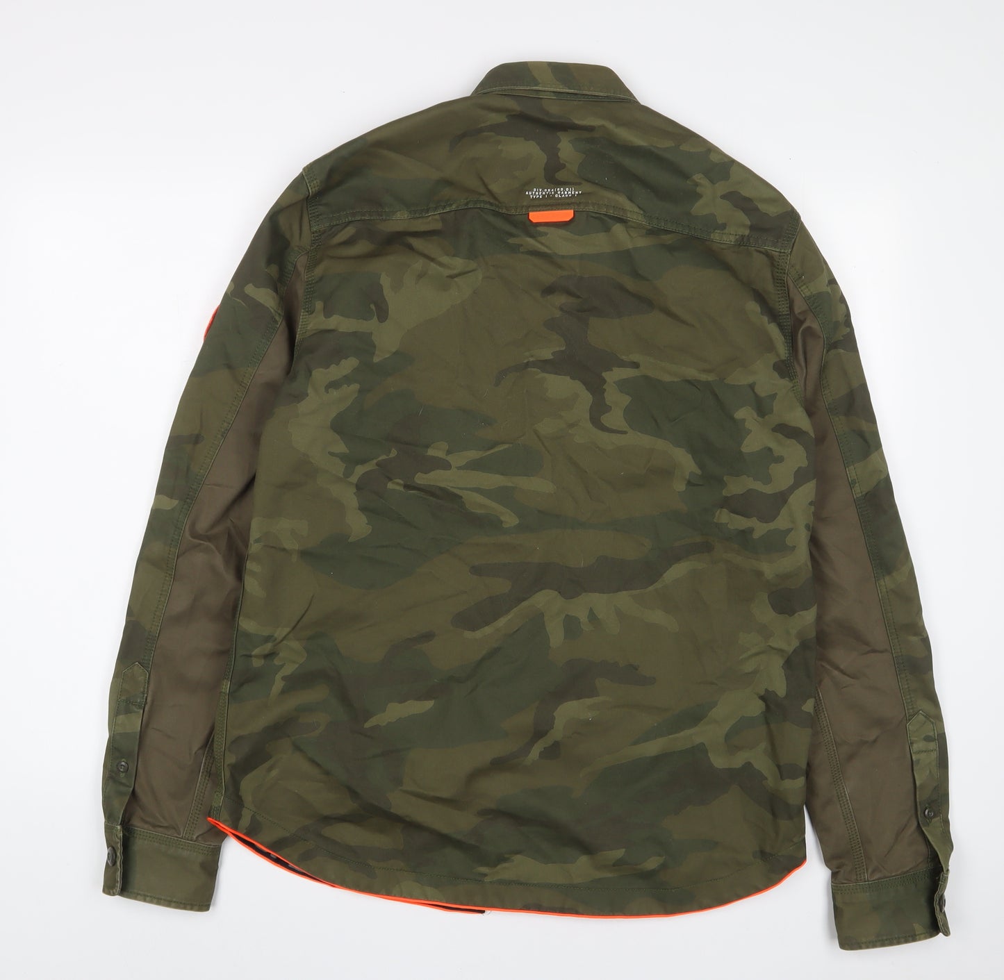 Superdry Mens Green Camouflage Jacket Size L Button