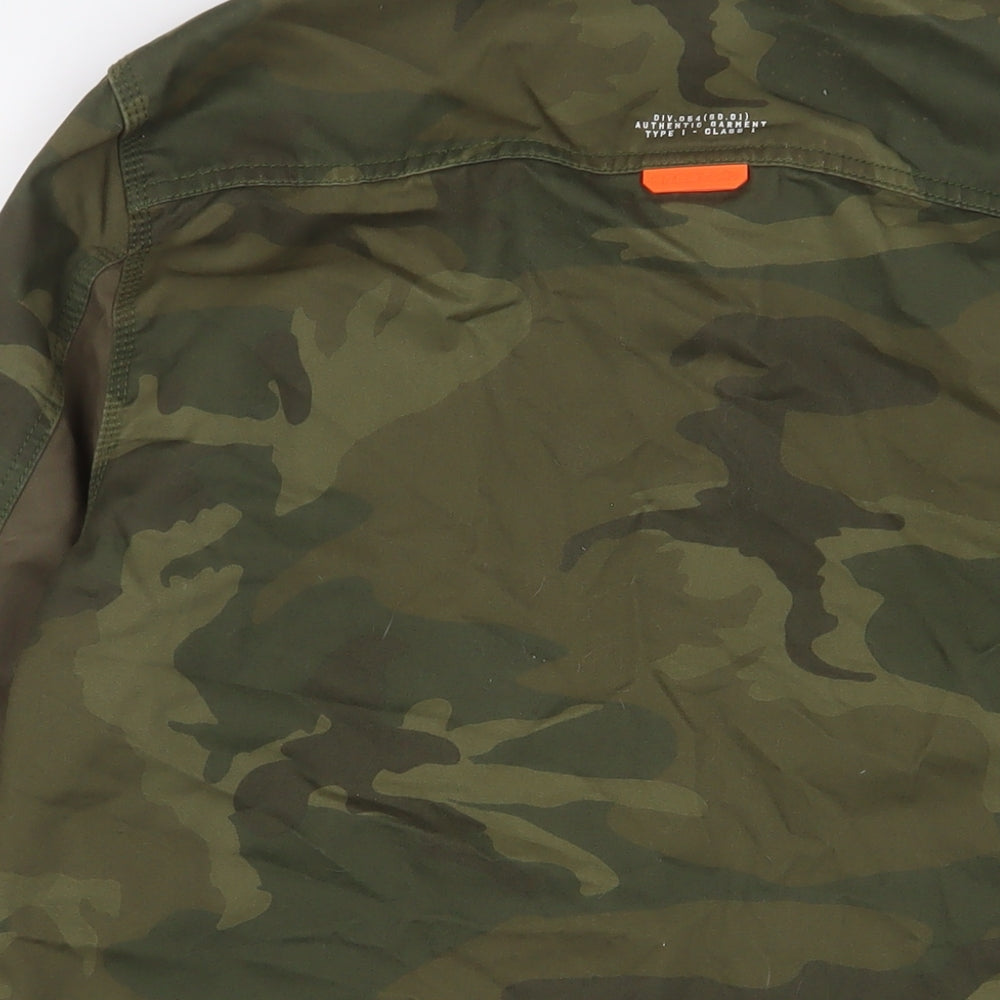 Superdry Mens Green Camouflage Jacket Size L Button